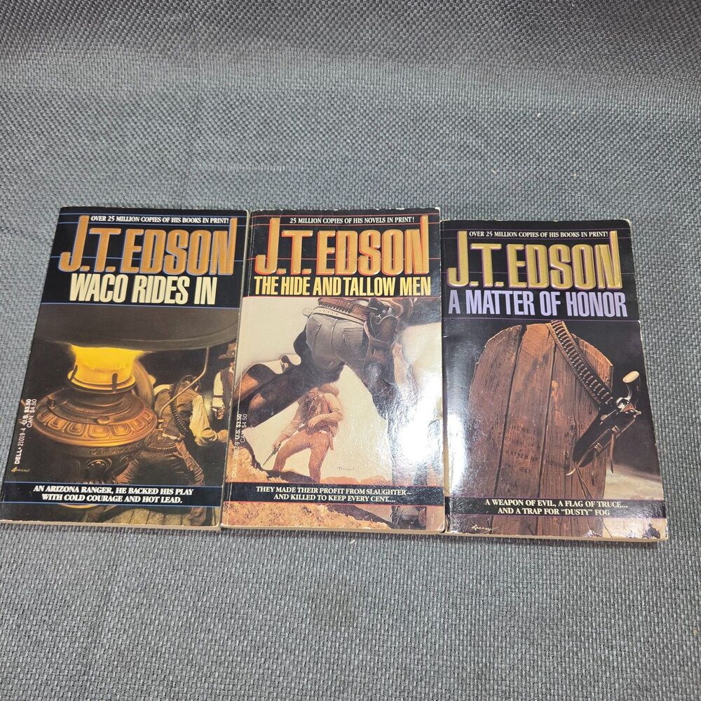 Lot of 3 J.T. Edson Western Paperbacks - Dell Frontier & Action Fiction Books